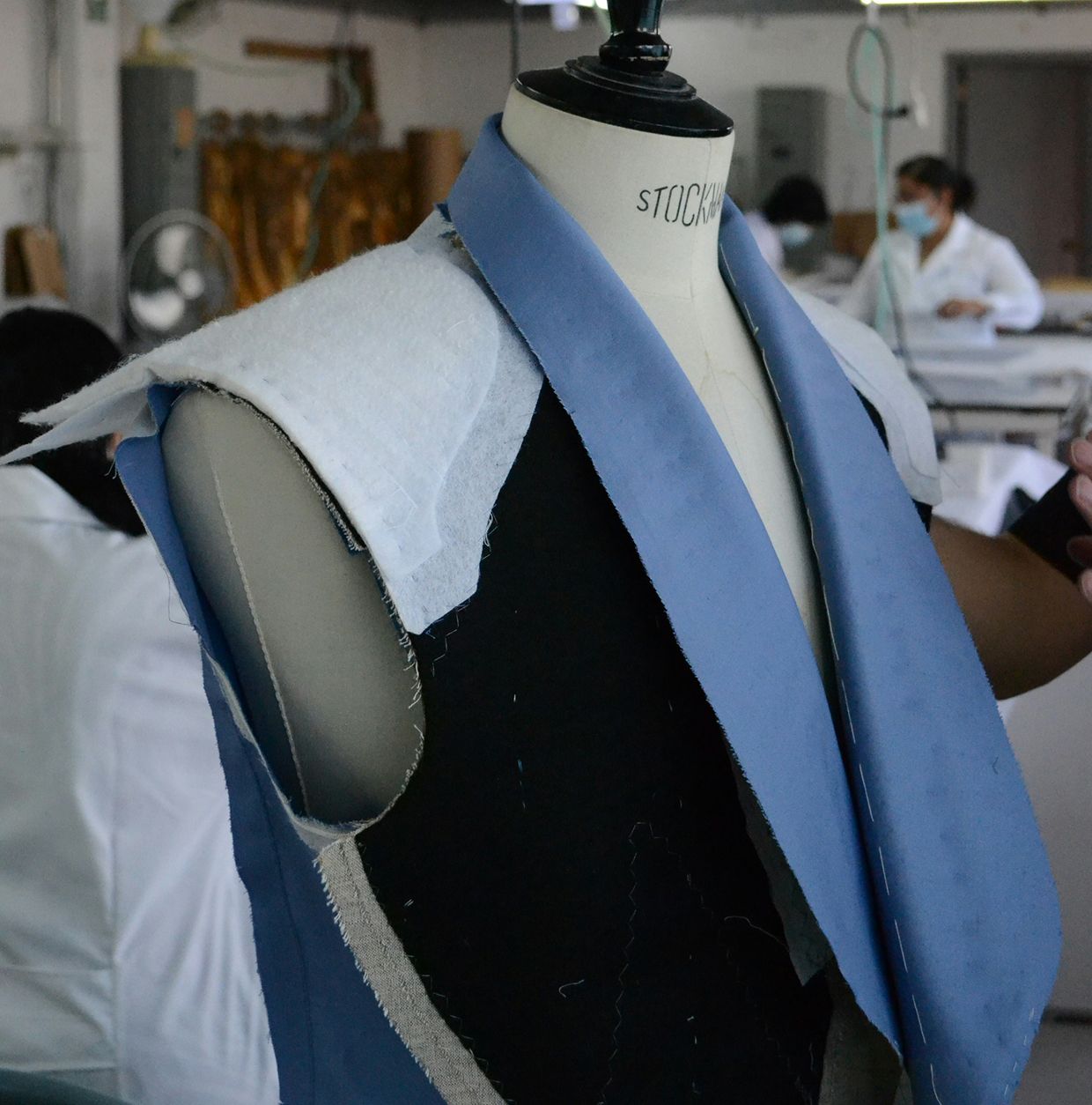 Blazer being constructed