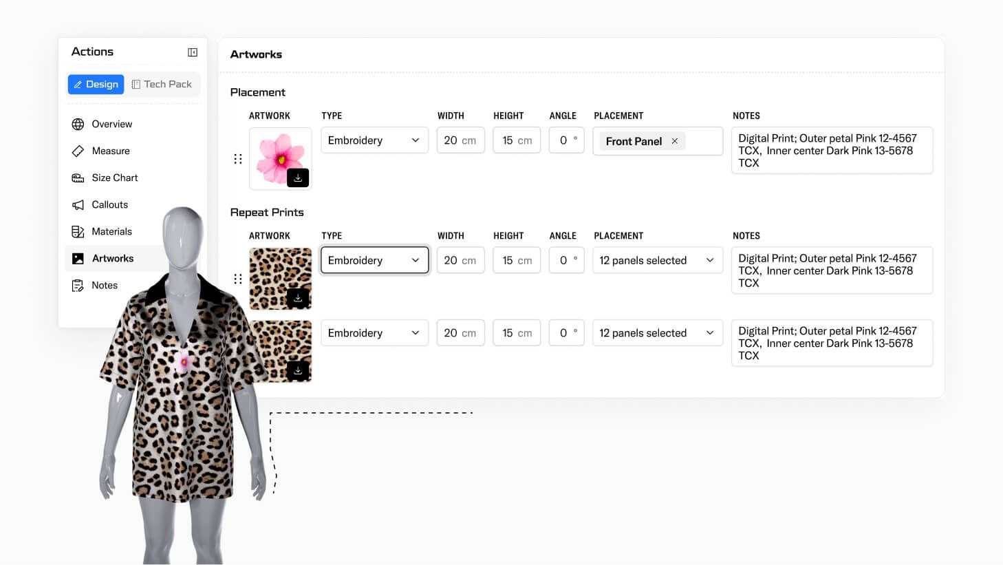 Build your tech pack from your 3D design